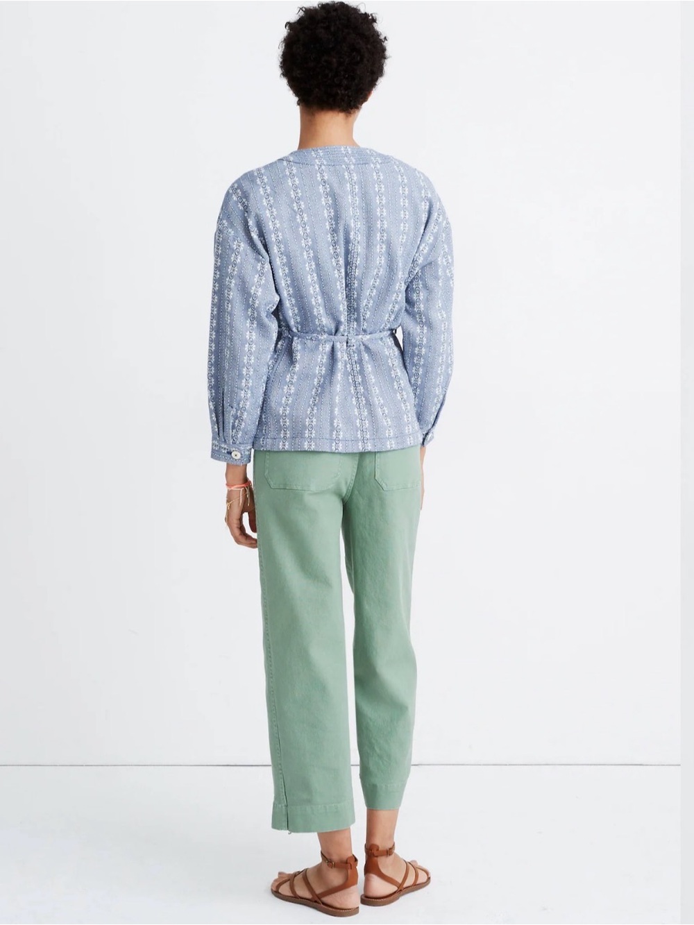 Madewell Floral Jacquard Tie-Waist Jacket 100% Cotton Size XXS - Picture 3 of 10